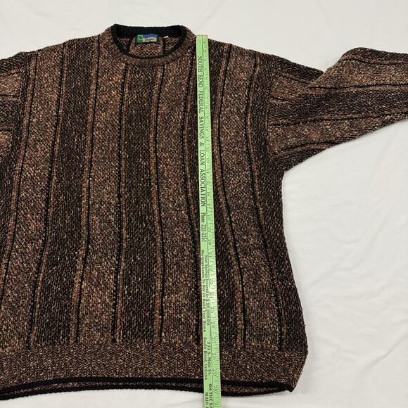 Vintage Wool Blend Grandpa Fisherman Sweater Made in Italy Brown Orange Large/XL - Picture 7 of 9